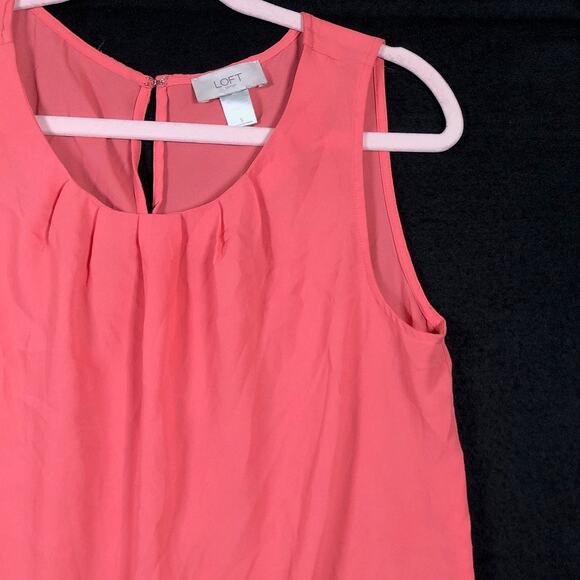 LOFT Outlet Womens Blouse Pink Pleated Crew Neck Sleeveless Small - Picture 5 of 12